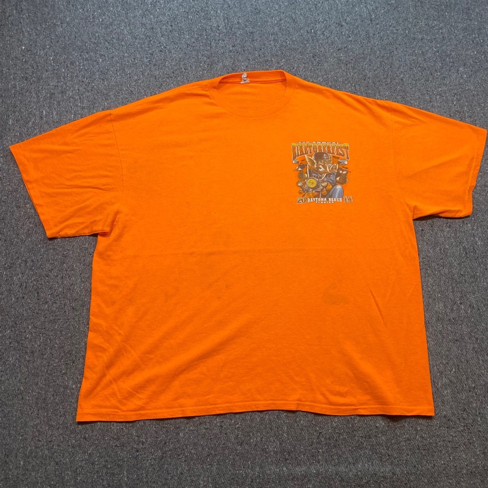 Gildan‎ Biketoberfest 2014 Daytona Beach TShirt Sz 3XL Mens Orange Biker Graphic